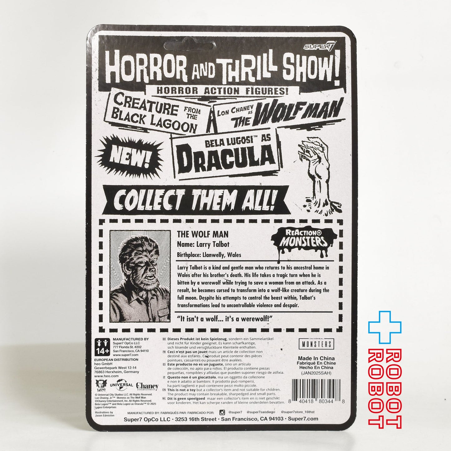 リ・アクション+ ユニバーサル・モンスター 狼男 ロン・チェイニー 3.75インチ アクションフィギュア 未開封