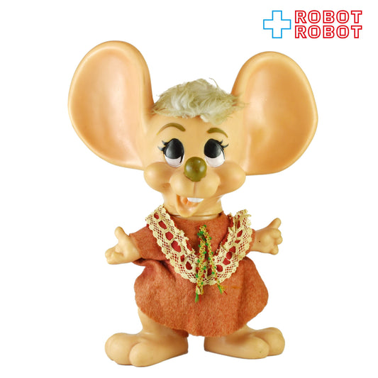 フロリダマウス 赤ドレス トッポ・ジージョ風 ソフビ人形 ソフビ貯金箱 1970年代