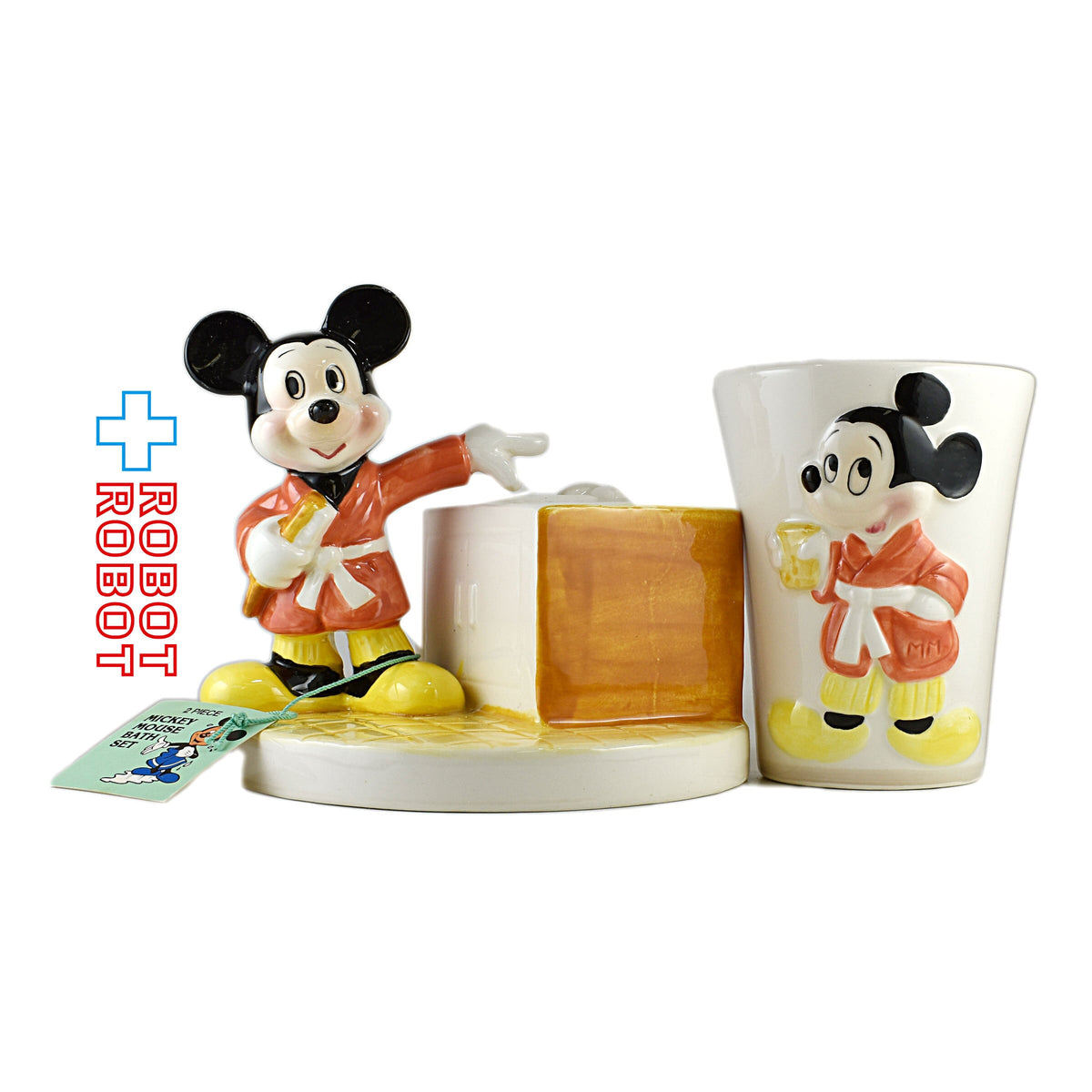 ディズニー ミッキーマウス バスセット 陶器製 歯ブラシ立て＆カップ 