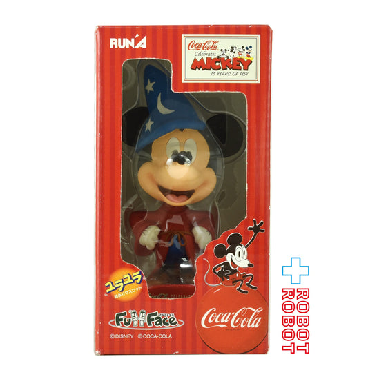 ラナ コカ・コーラ x ミッキー 75周年 フルフェイス ミッキー ファンタジア (1940) ユラユラ 首ふりマスコット フィギュア 箱入