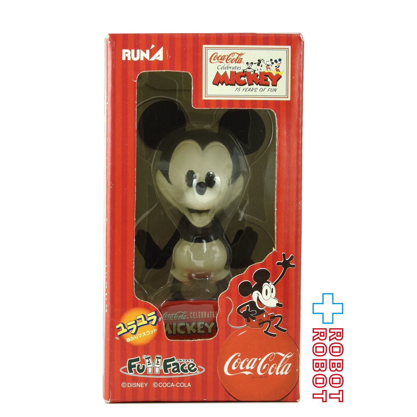 ラナ コカ・コーラ x ミッキー 75周年 フルフェイス ミッキー  プレーン・クレイジー (1928) ユラユラ 首ふりマスコット フィギュア 箱入