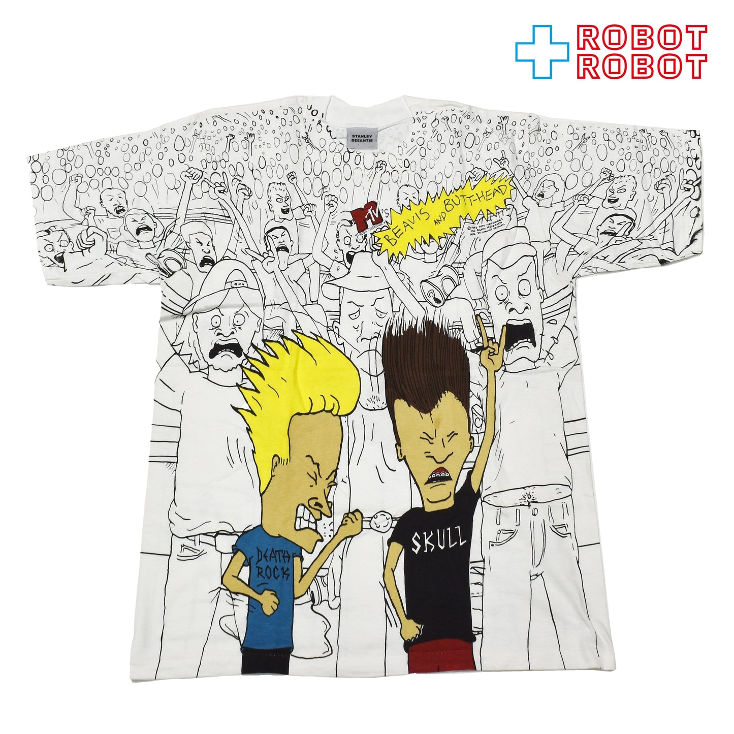 スタンリーデサンティス ビーバス & バットヘッド MTV 総柄 Tシャツ Mサイズ 1993