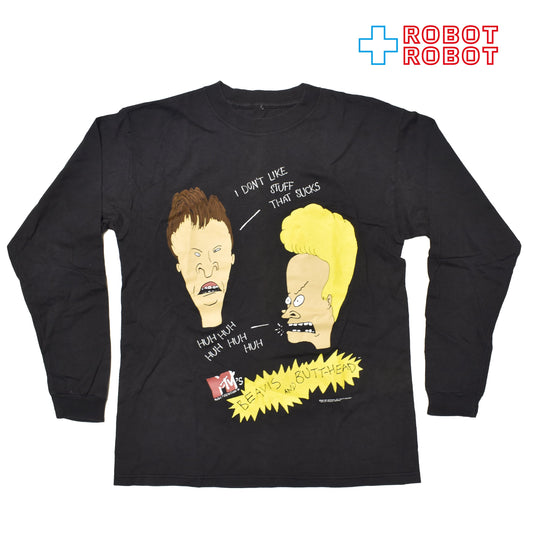 スタンリーデサンティス ビーバス & バットヘッド MTV "I Dont like Stuff" ロングTシャツ ブラック
