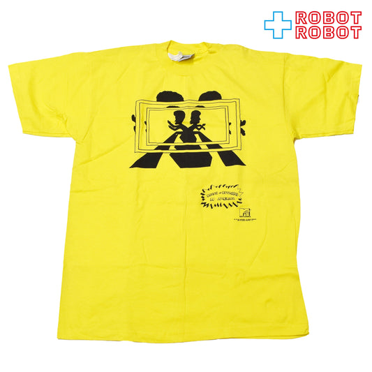 スタンリーデサンティス ビーバス & バットヘッド MTV 影 USA製 Tシャツ イエロー Lサイズ 1996