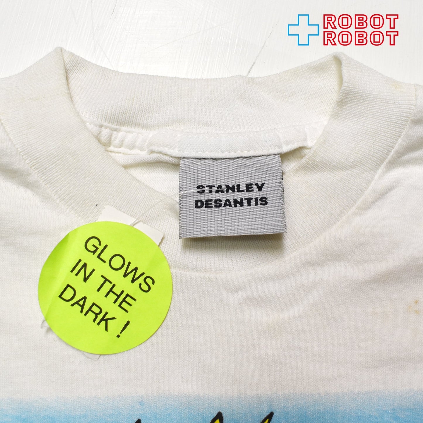 スタンリーデサンティス ビーバス & バットヘッド MTV "バット・ファイル" 蓄光 Tシャツ ホワイト Mサイズ