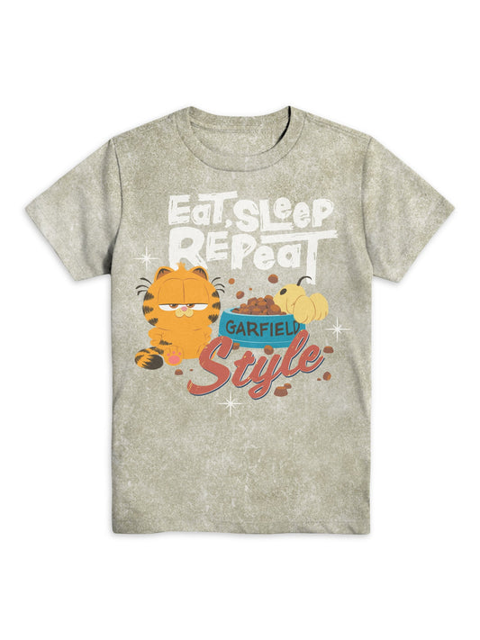 Tシャツ ガーフィールド Eat sleep repeat グラフィック グレー