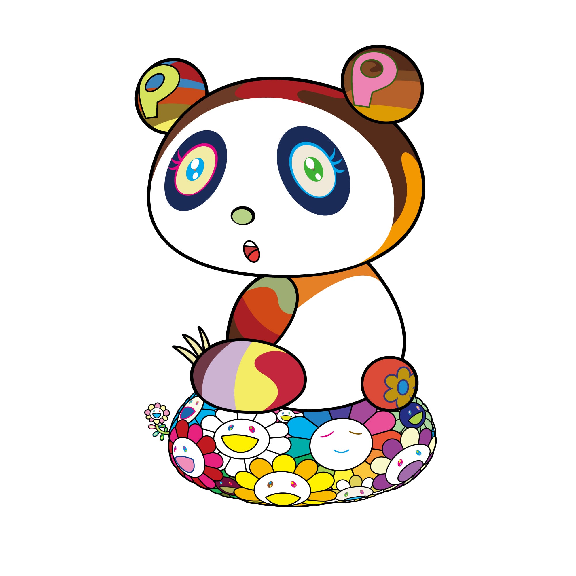 パンダちゃん お花の座布団、プヨンプヨン。