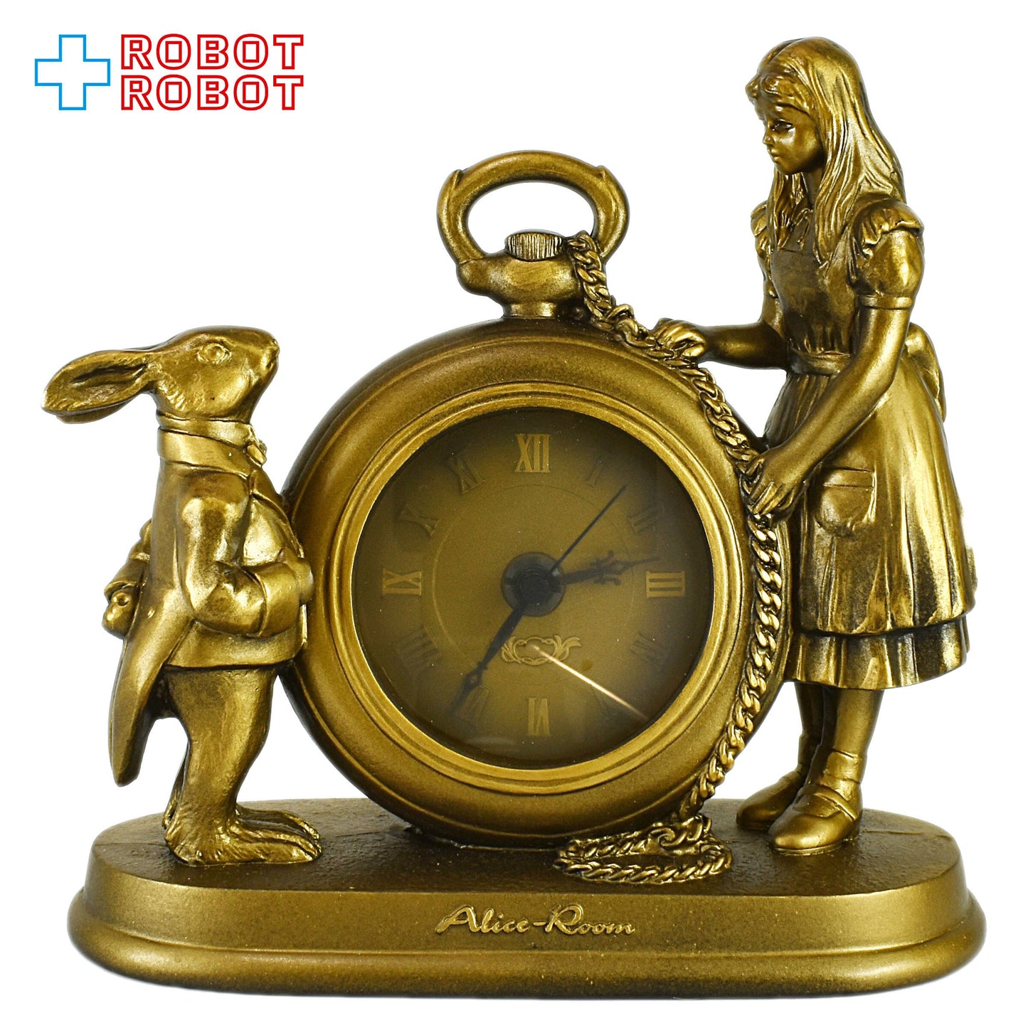 不思議の国のアリス アリスルーム 懐中時計型クロック ブロンズ 置時計 可動