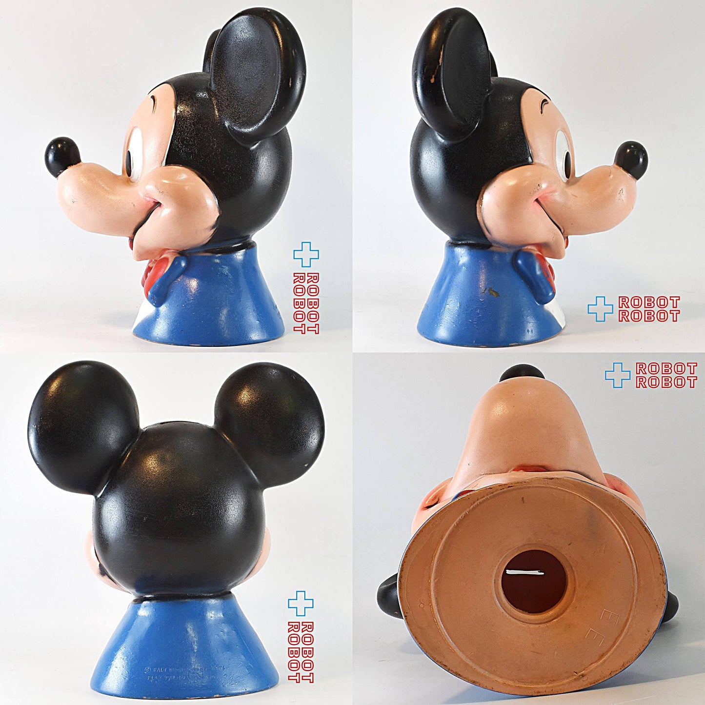 プレイパル ディズニー ミッキーマウス ヘッドソフビ貯金箱 底蓋欠