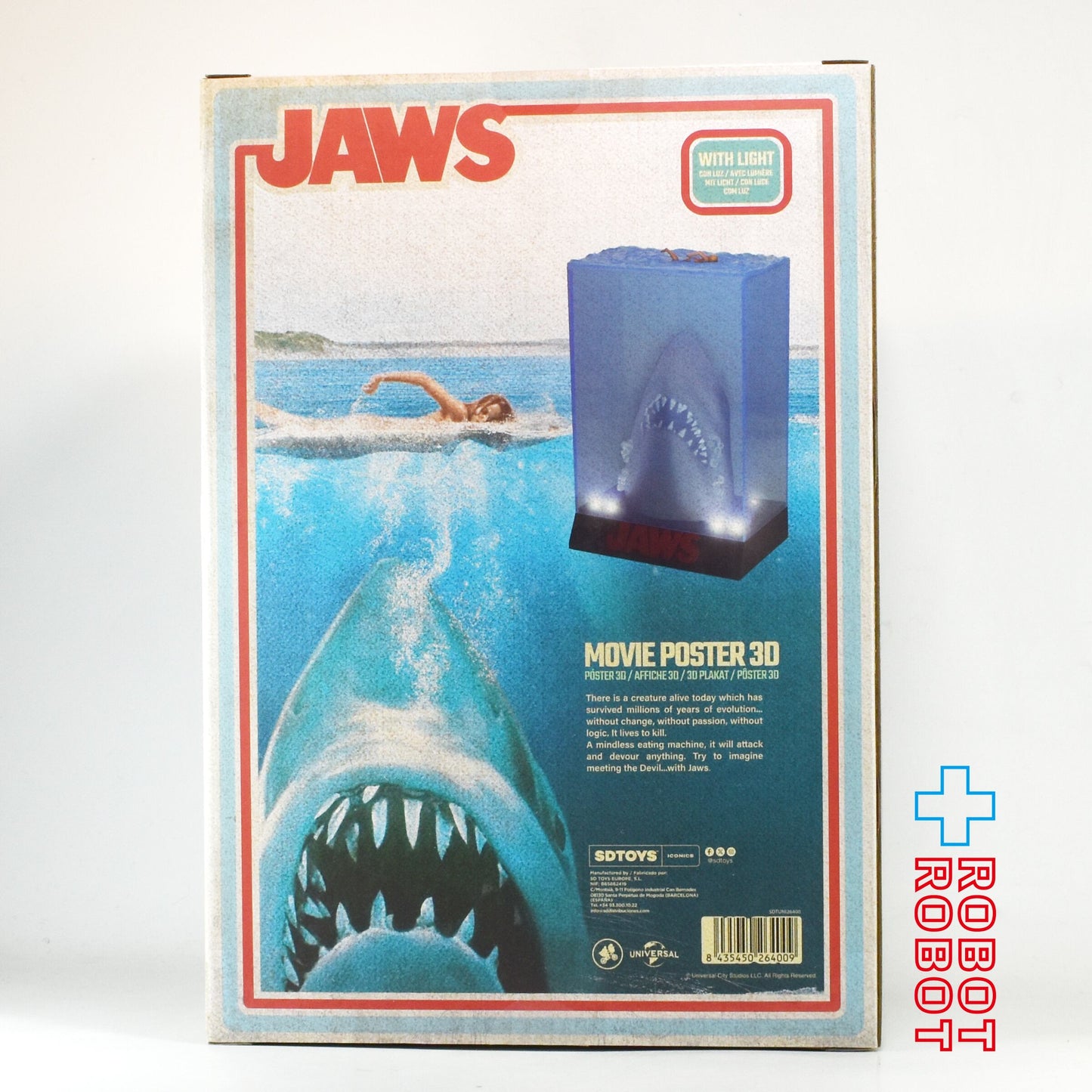 SDトイズ JAWS ジョーズ 50周年 ムービー ポスター 3D w/ ライトアップ スタチュー フィギュア 未開封