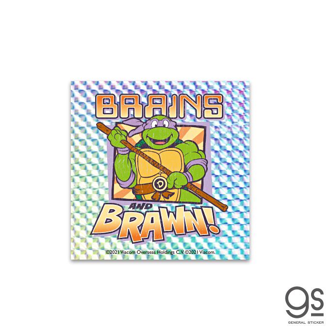 タートルズ キラキラスクエアステッカー BRAINS BRAWN! 未開封