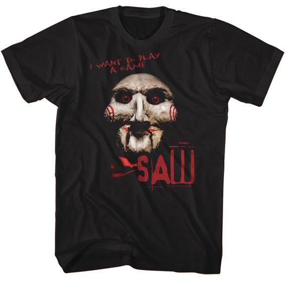 SAW ソウ I WANT TO PLAY A GAME グラフィック Tシャツ ブラック アメリカンクラシックス