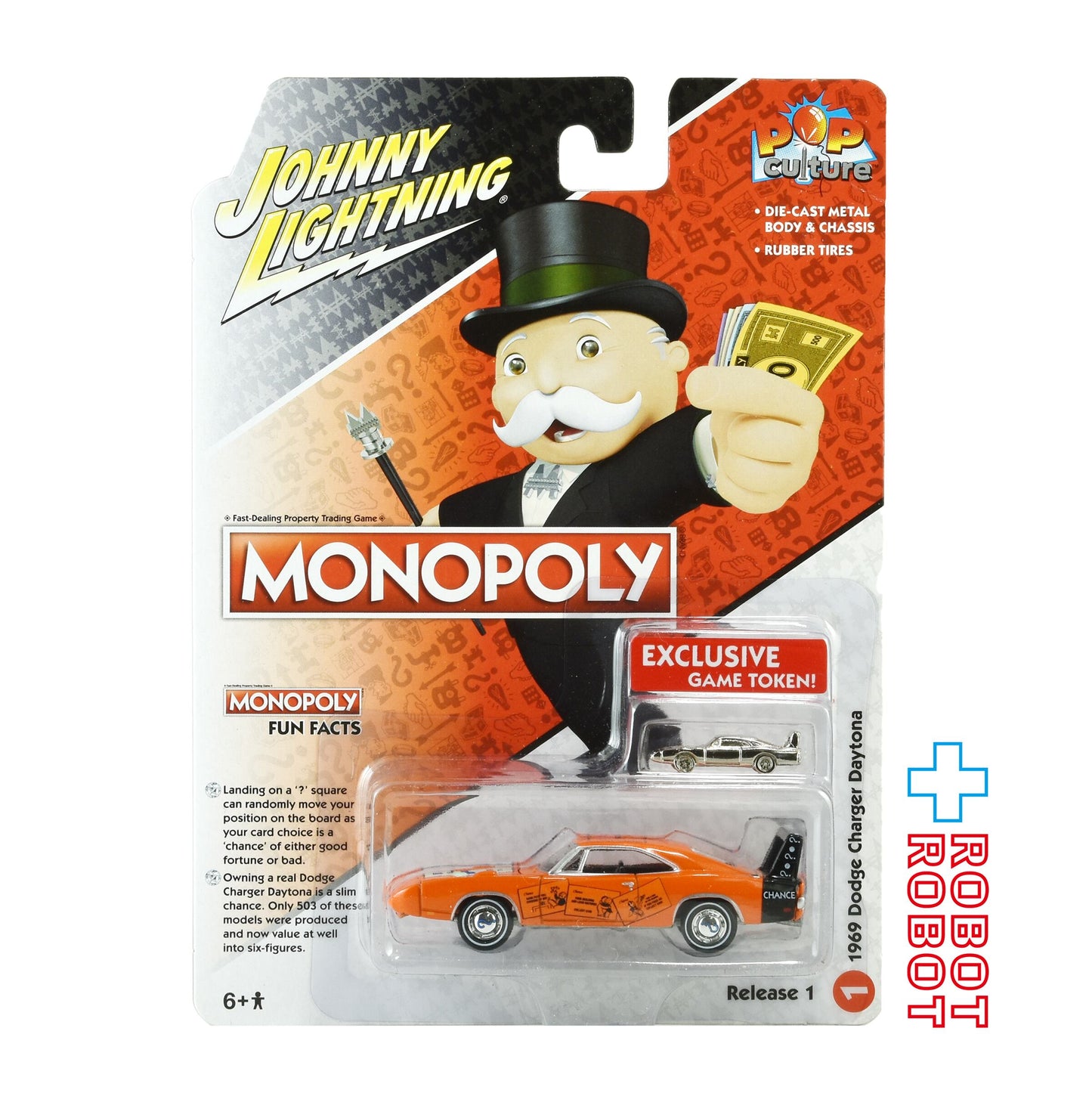 ジョニーライトニング ポップカルチャー モノポリー 1969 ダッジ・チャージャー デイトナ ミニカー 未開封