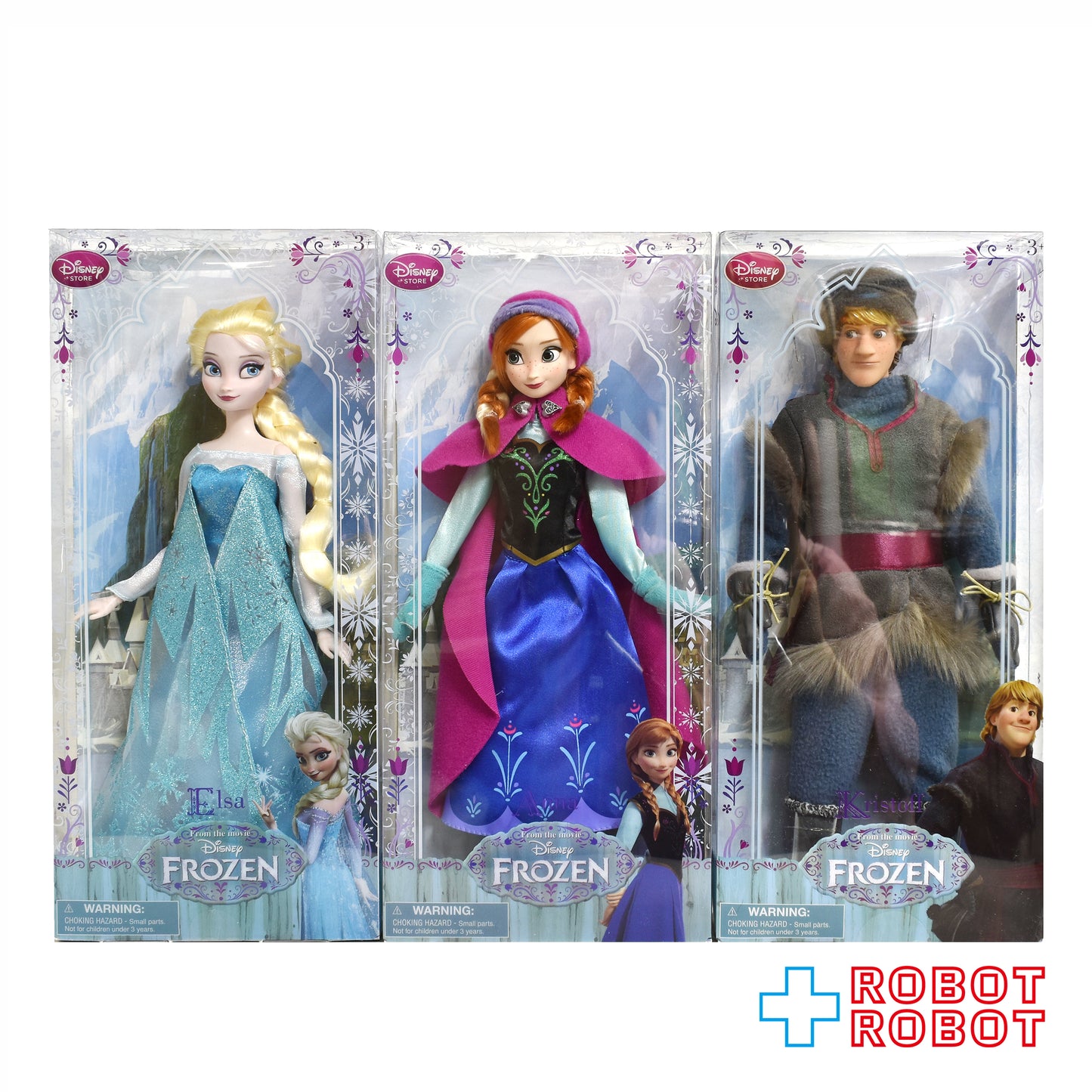 ディズニーストア クラシックドールコレクション アナと雪の女王 アナ・エルサ・クリストフ 3体セット アクションドール 未開封
