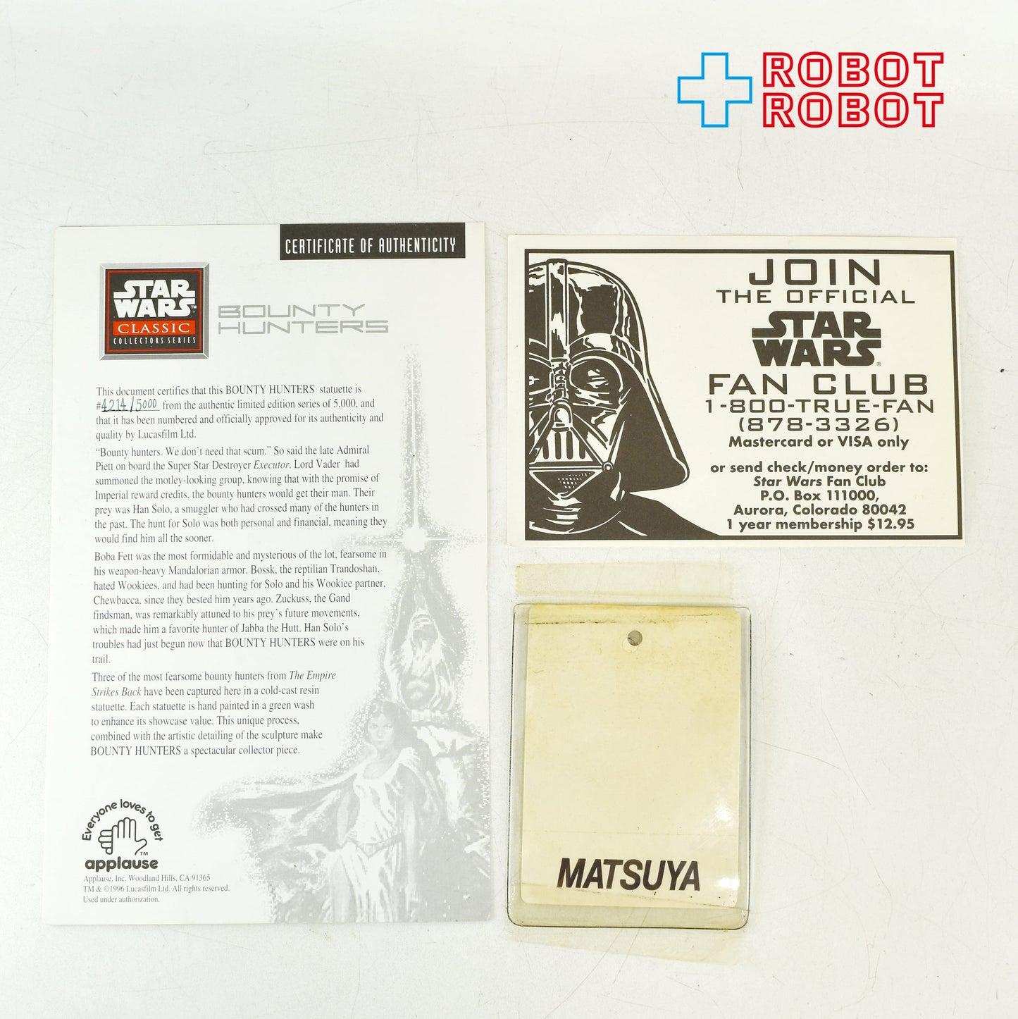 アプローズ社 スター・ウォーズ クラシック コレクターズ シリーズ バウンティ・ハンターズ 箱付き