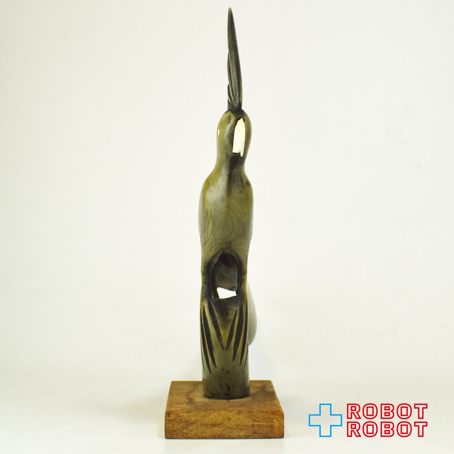 オウム 木彫り置物 19センチ