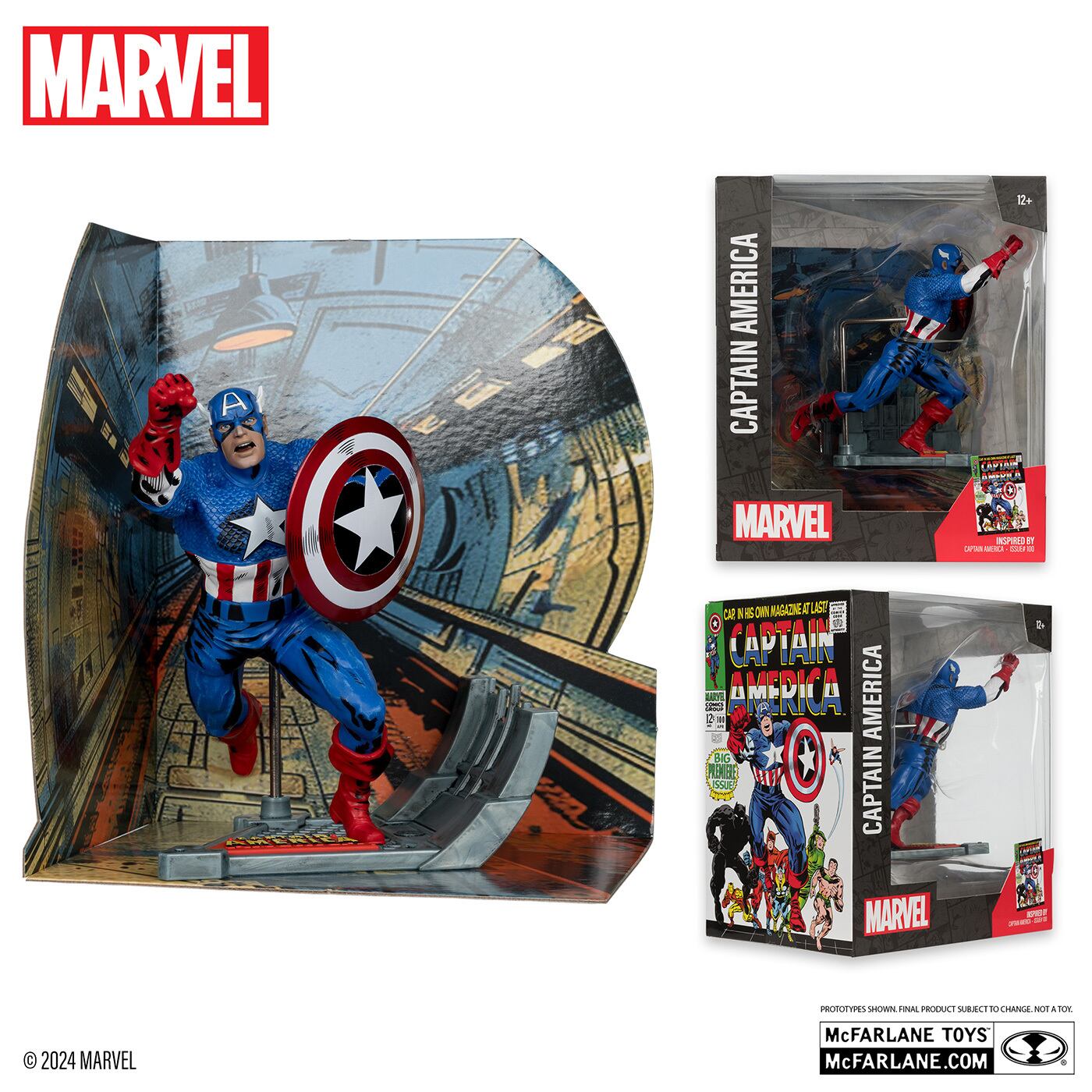 マクファーレン・トイズ マーベル シーン・フィギュア #008 キャプテン・アメリカ ジャック・カービー／Captain America Vol.1 #100 1/6 スタチューフィギュア 未開封