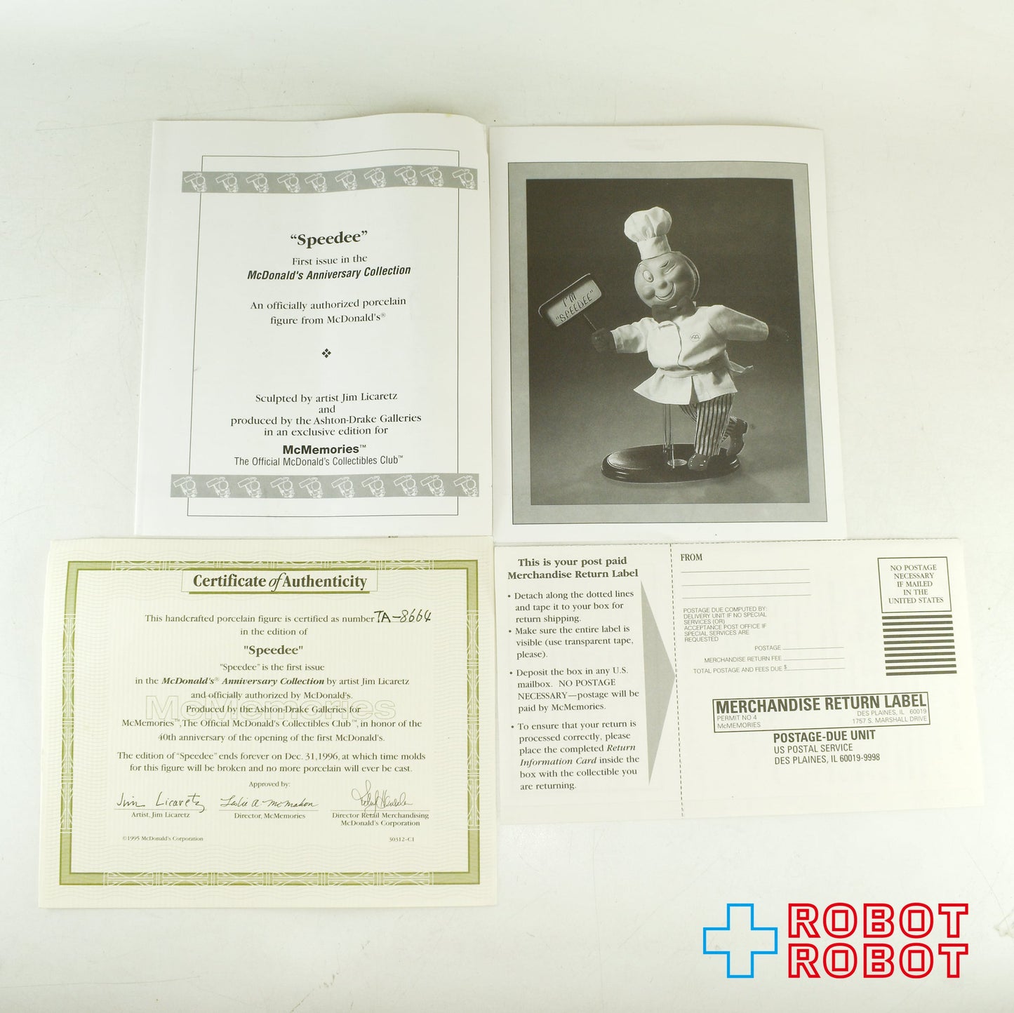 マクドナルド マックメモリーズ 40周年記念品 スピーディー 陶器ドール 証明書付き 箱入