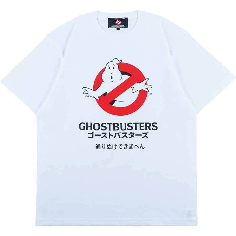 メディコム・トイ MLE ゴーストバスターズ ロゴ " 通りぬけできまへん " ホワイト Tシャツ Lサイズ 紙タグ付き