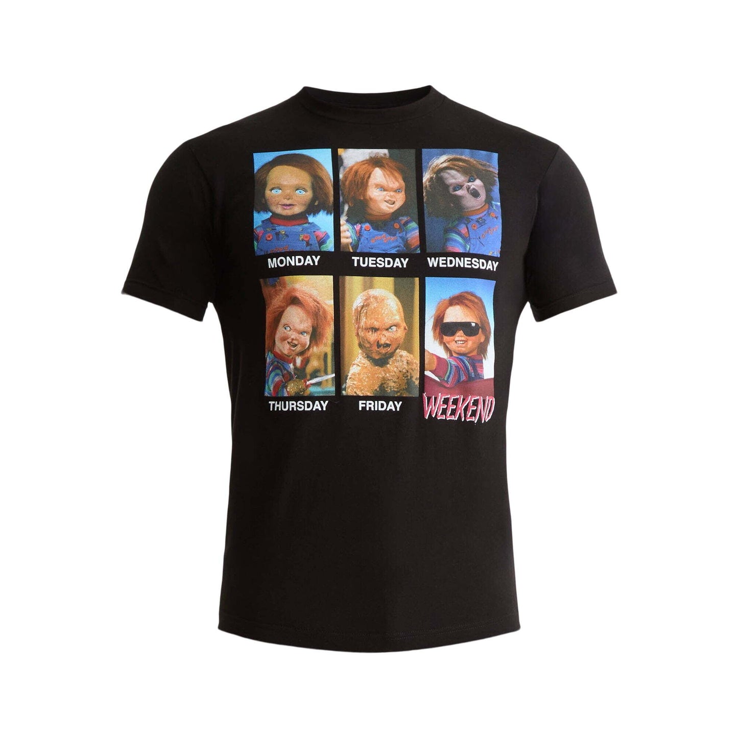 チャイルド・プレイ チャッキー Days of the Week Meme グラフィック Tシャツ ブラック