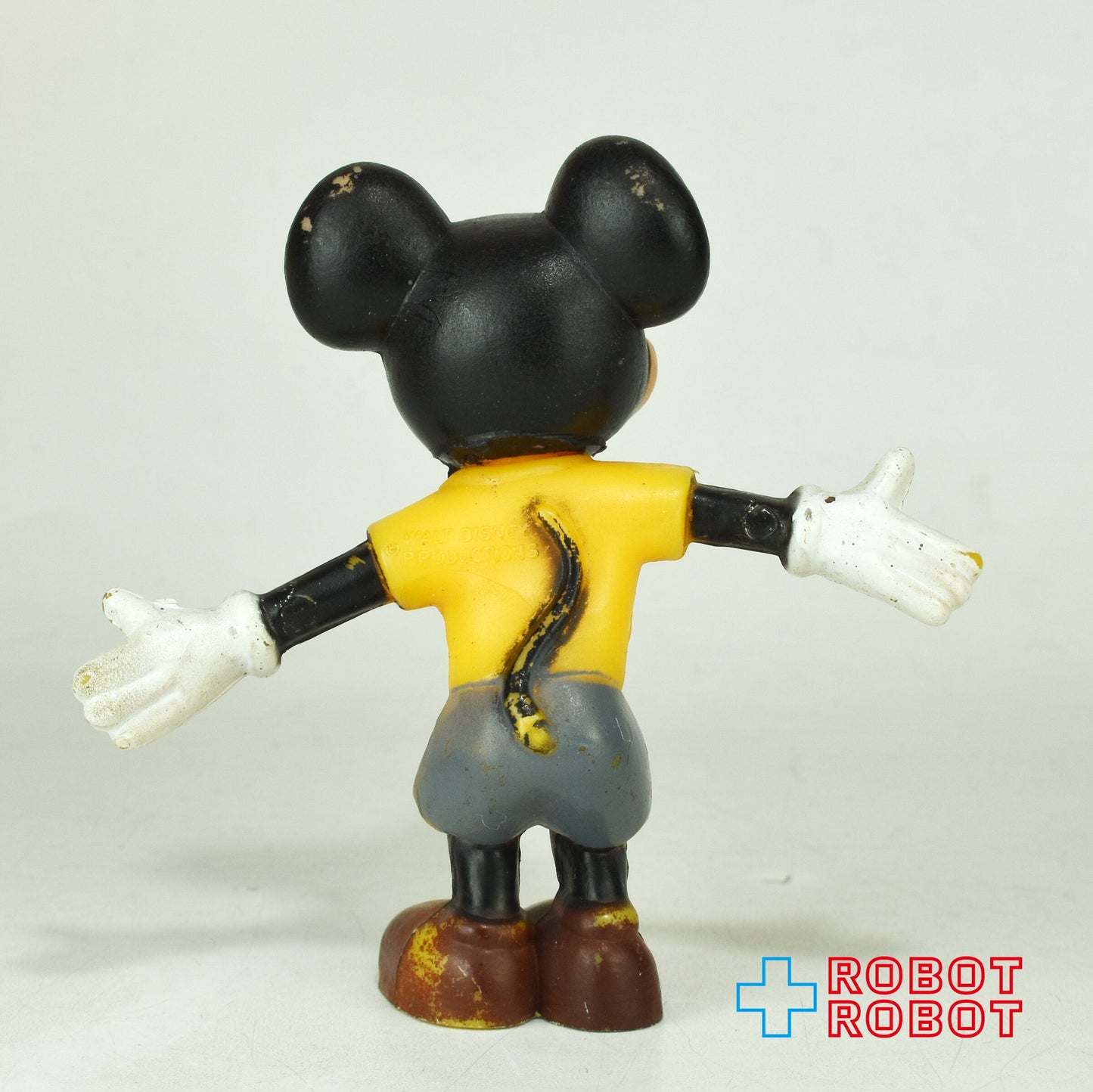 メーカー不明 ディズニー ミッキー 腕開き ミニチュア 顔ソフビ プラスチック フィギュア ※難あり