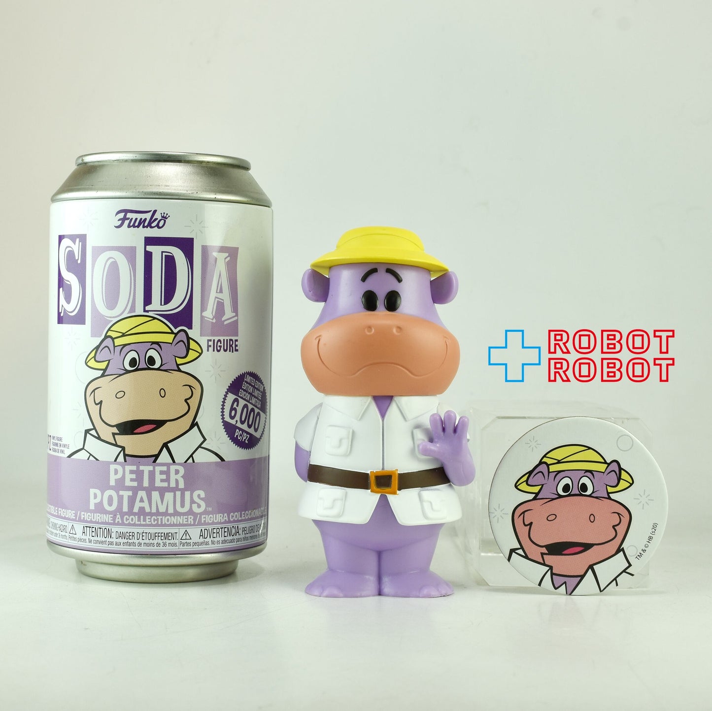 ファンコ SODA ソーダ缶 ハンナ・バーベラ ピーターポタモス カバのガバチョ ビニールフィギュア 缶入り