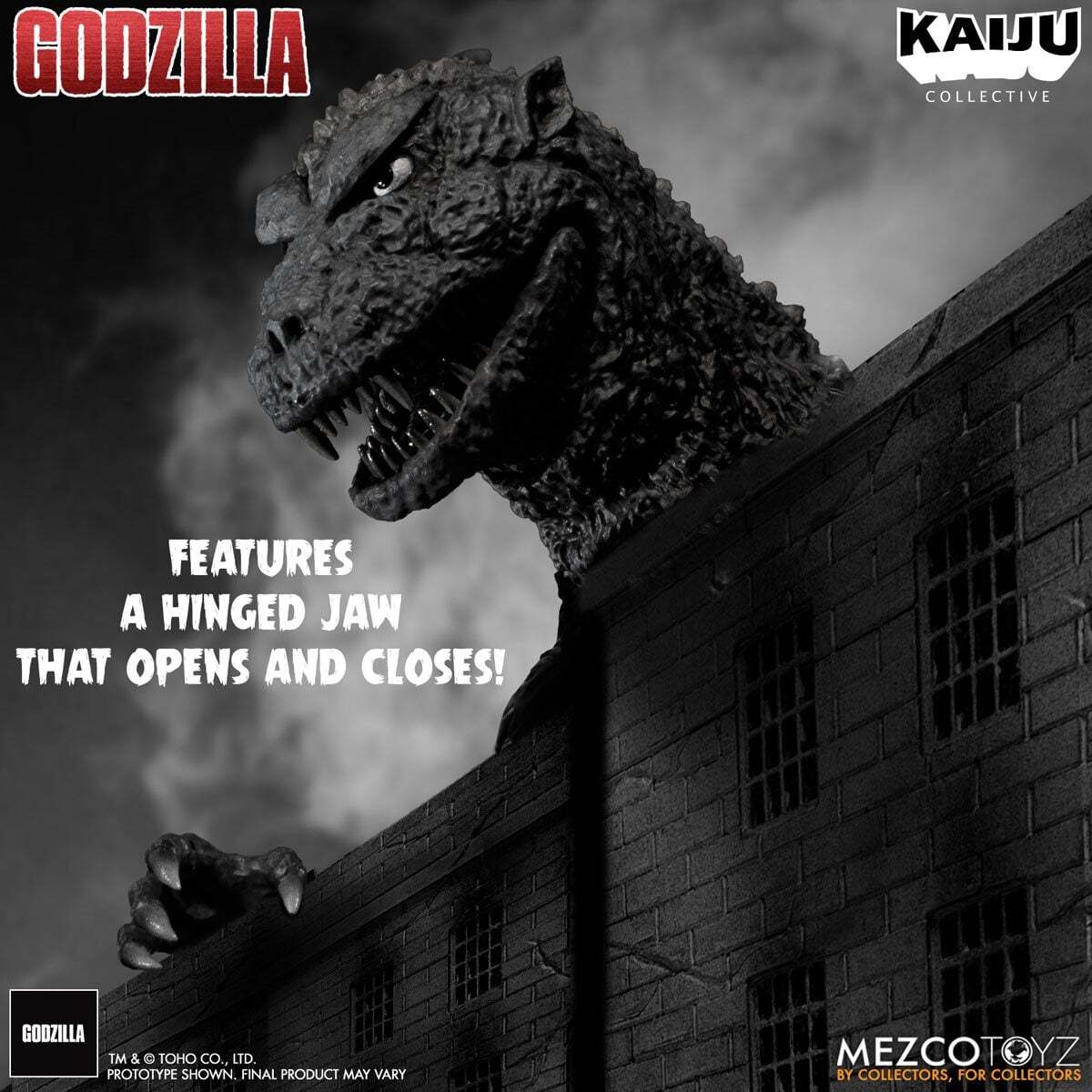 メズコ 怪獣コレクティブ ゴジラ (1954) ブラック & ホワイト エディション 12インチ アクションフィギュア 未開封