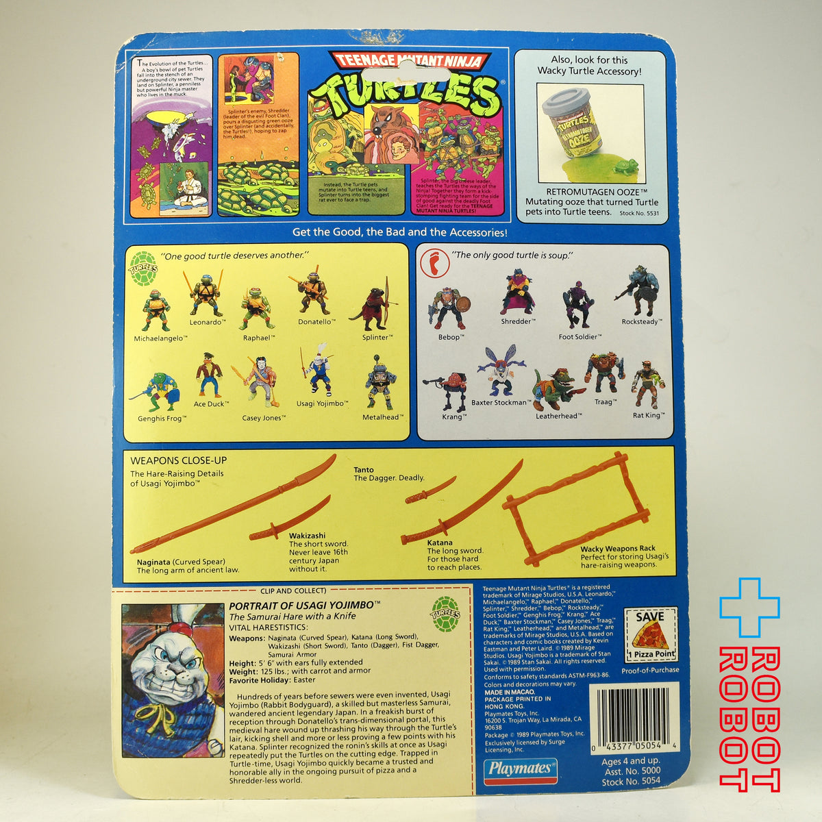 プレイメイツ タートルズ TMNT ウサギ・ヨージンボー 19バック 4インチ アクションフィギュア 1989 未開封