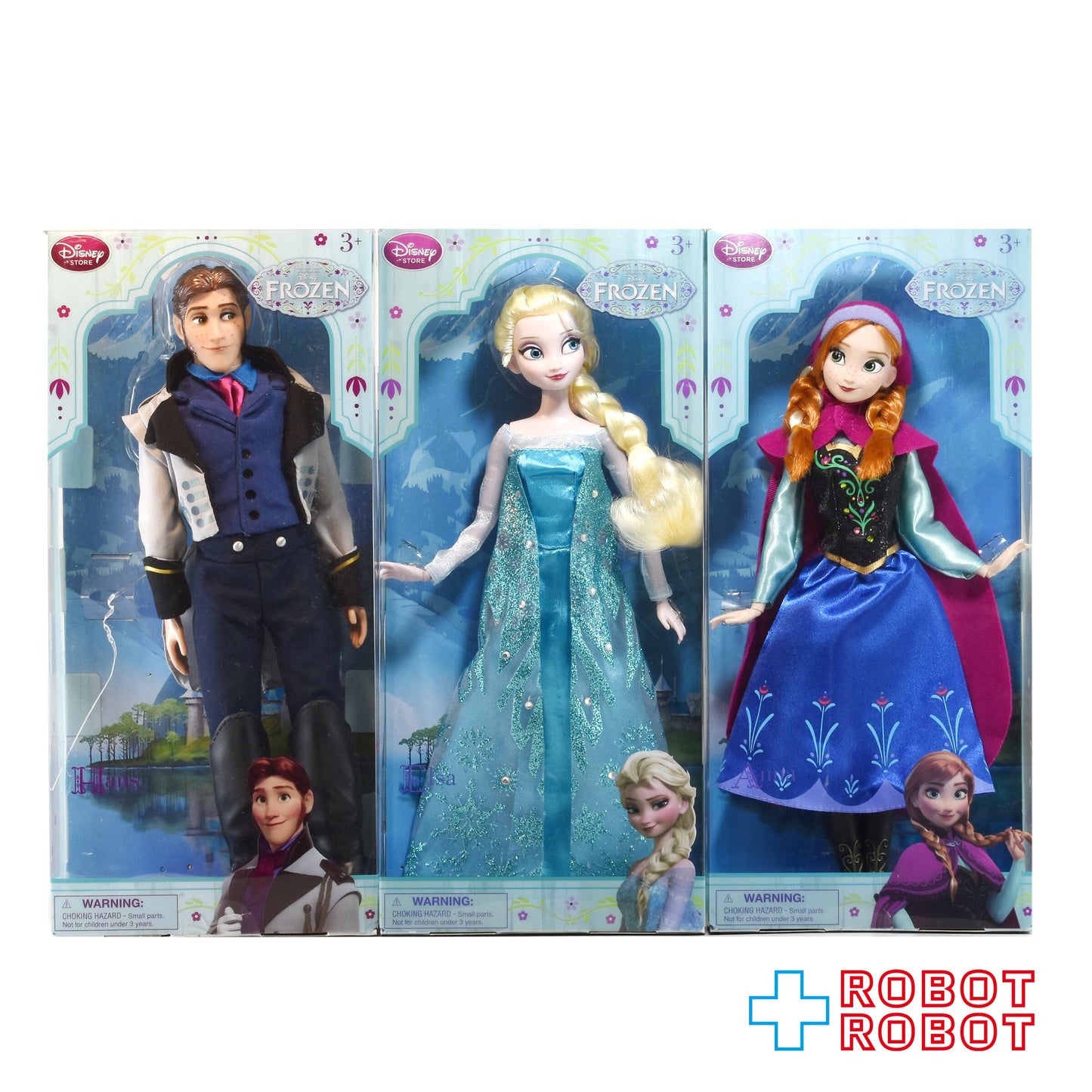 ディズニーストア アナと雪の女王 アナ・エルサ・ハンス王子 クラシックドール 3体セット 箱入