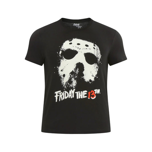 13日の金曜日 Happy Camping グラフィック Tシャツ ブラック 蓄光