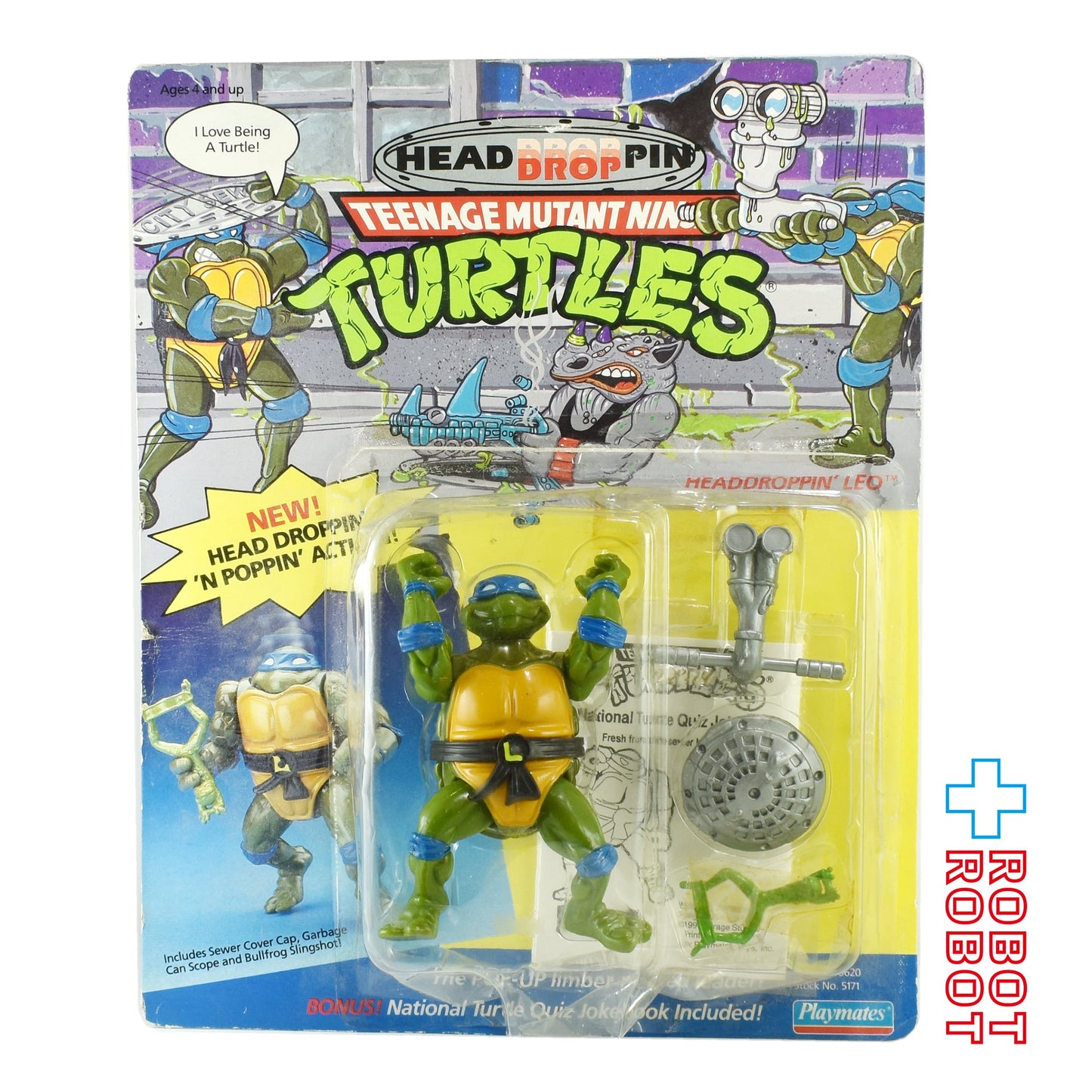 プレイメイツ TMNT ニンジャ・タートルズ ヘッドドロッピン レオナルド 1991 アクションフィギュア 未開封