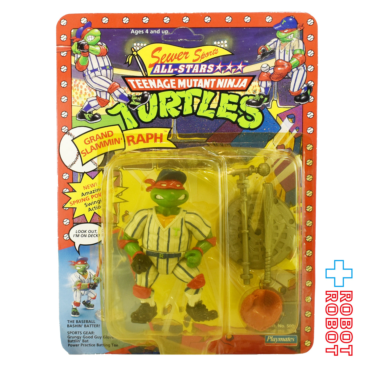 プレイメイツ タートルズ TMNT #5144 オリジナル・クラシック ソーヤー・スポーツ・オールスターズ スター グランドスラミング ラフ 4インチ ベーシックフィギュア 1991 未開封 ※パッケージダメージ