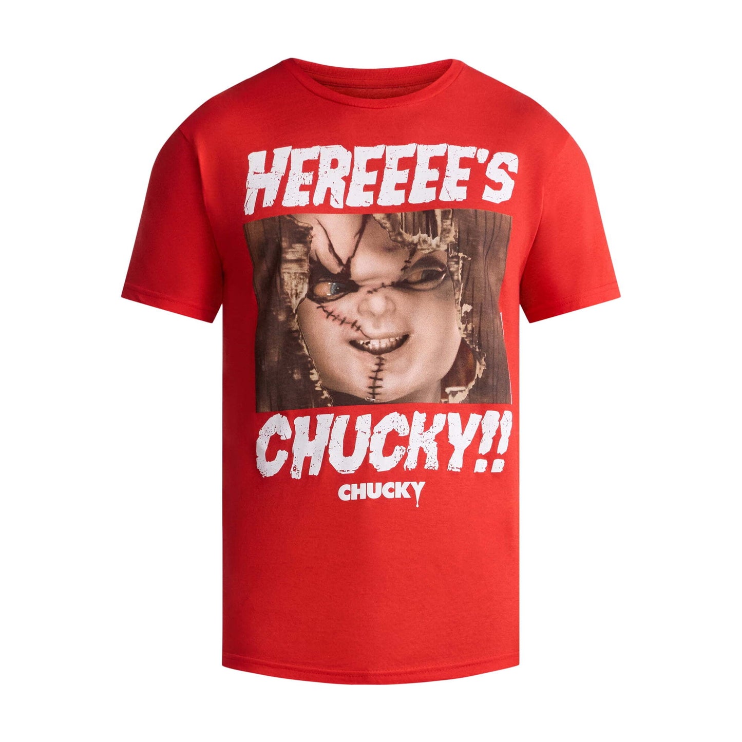 チャイルド・プレイ チャッキー HEREEEE'S CHUCKY!! グラフィック Tシャツ レッド XL