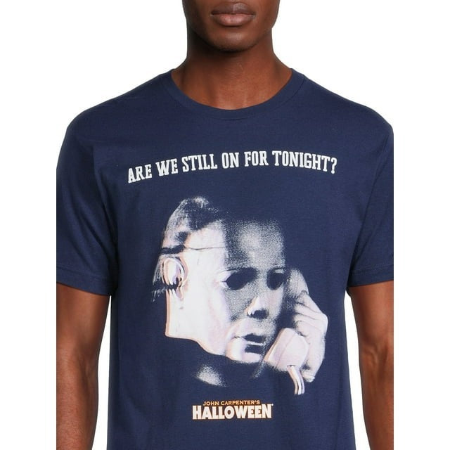 Tシャツ ハロウィン Halloween ARE WE STILL ON FOR TONIGHT？ ネイビー