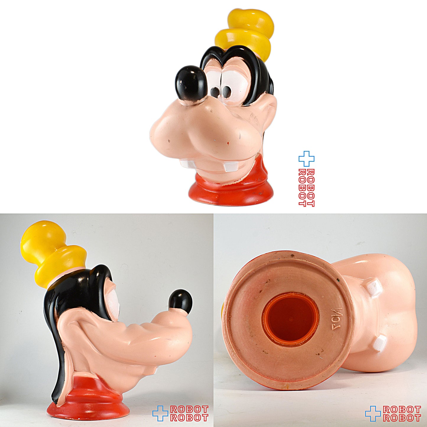 プレイパル ディズニー グーフィー ヘッド ソフビ貯金箱 底蓋欠