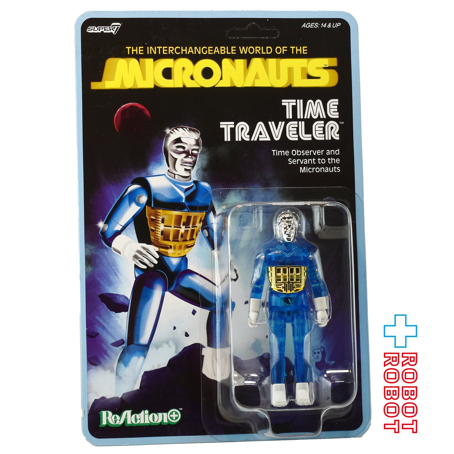 スーパー7 リ・アクション+ マイクロノーツ タイムトラベラー (半透明ブルー) 3.75インチ アクションフィギュア 未開封