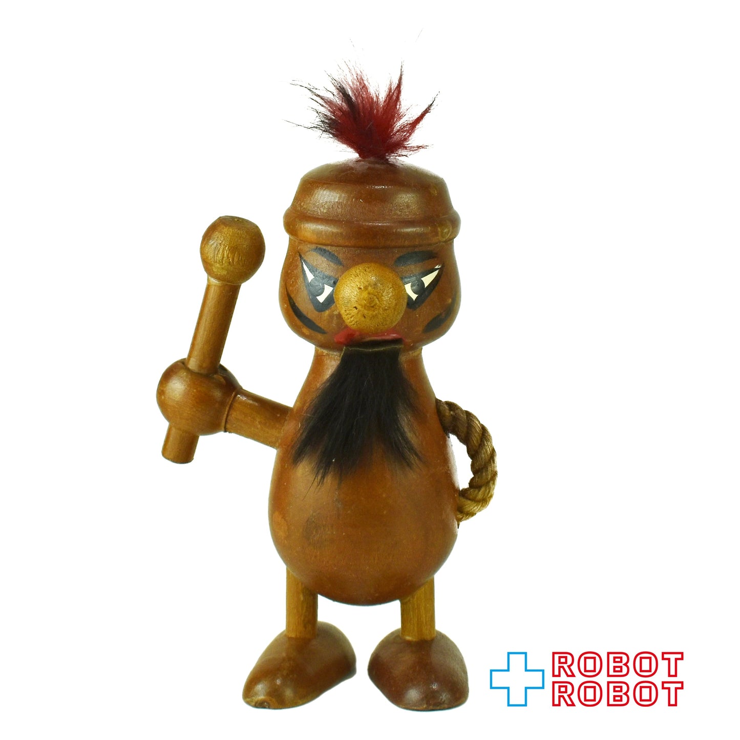 棒持ち髭男の木製人形