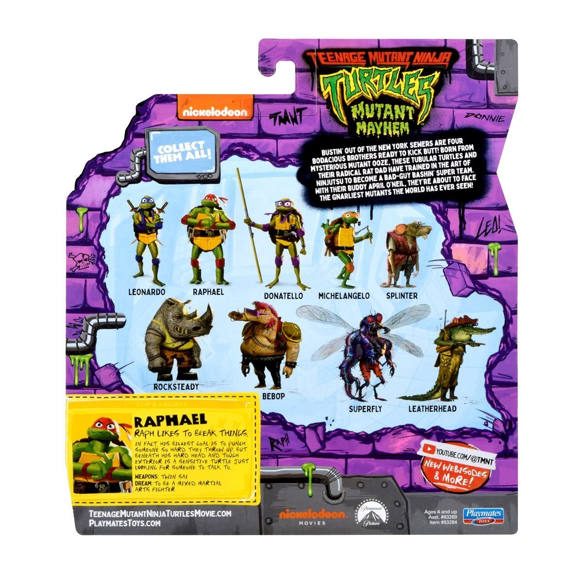 プレイメイツ タートルズ ミュータント・パニック！TMNTラファエロ 4.5インチ ベーシックフィギュア 未開封