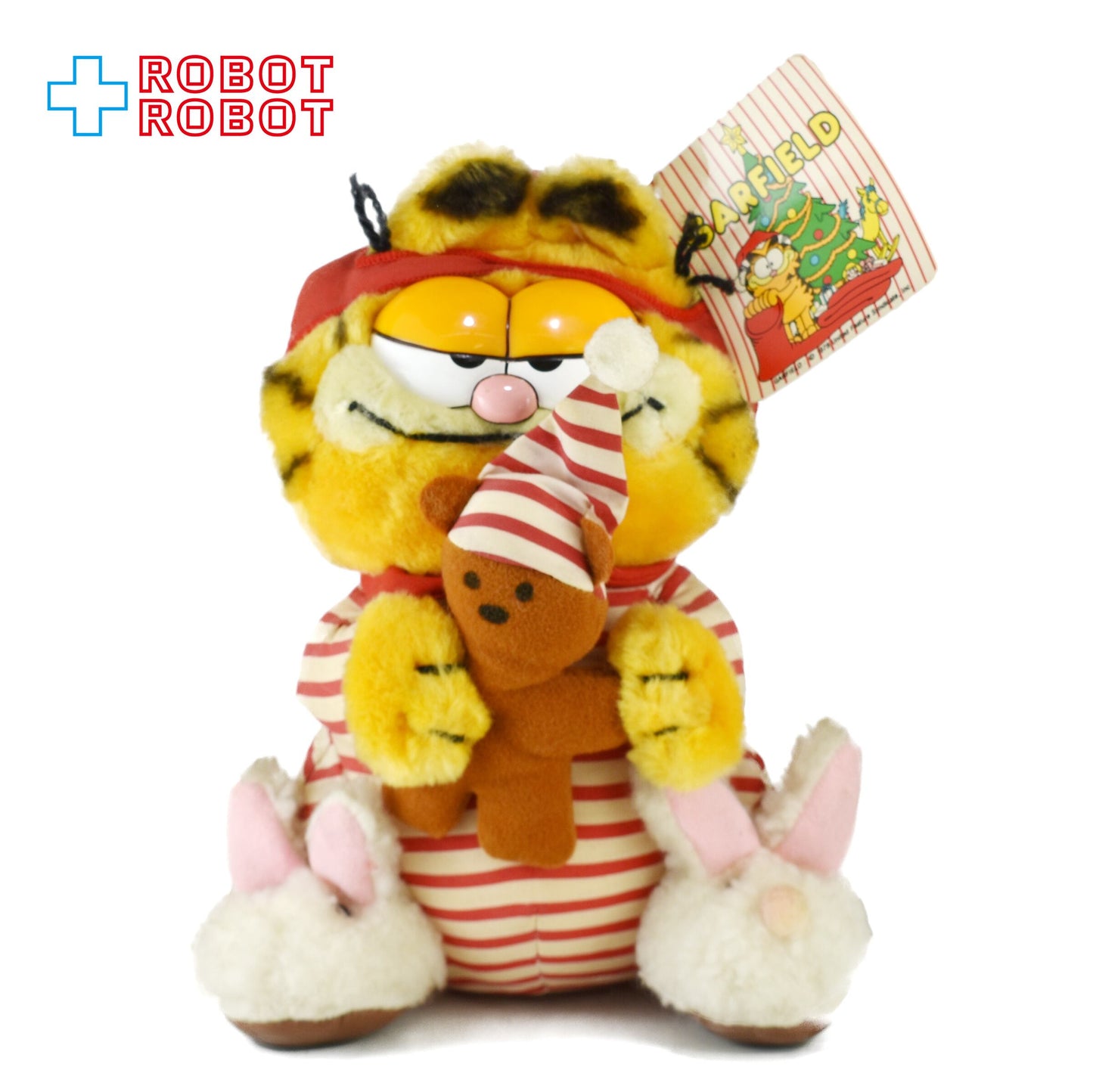 Dakin ガーフィールド ぬいぐるみ しましまパジャマ w/ テディベア 紙タグ付き 1981