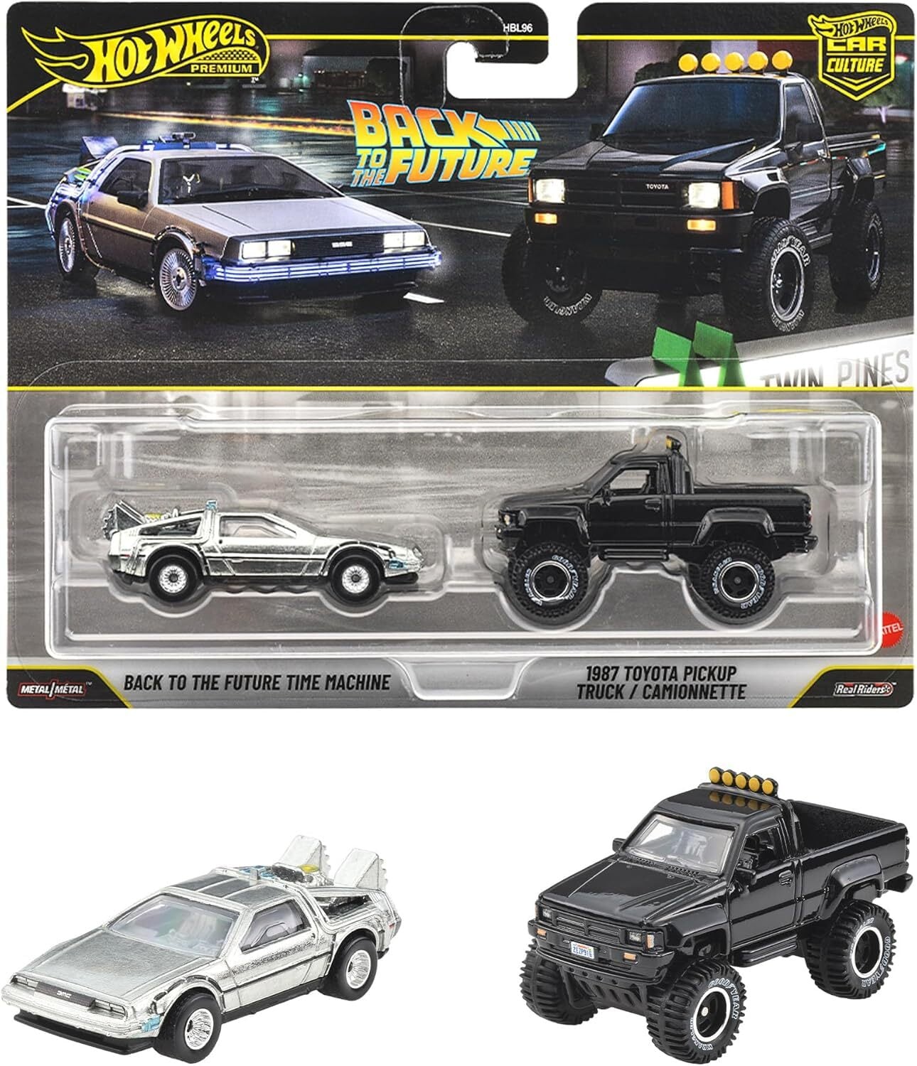 ホットウィール プレミアム2パック バック・トゥ・ザ・フューチャー タイムマシン / 1987 トヨタ ピックアップ トラック ダイキャスト ミニカー 未開封
