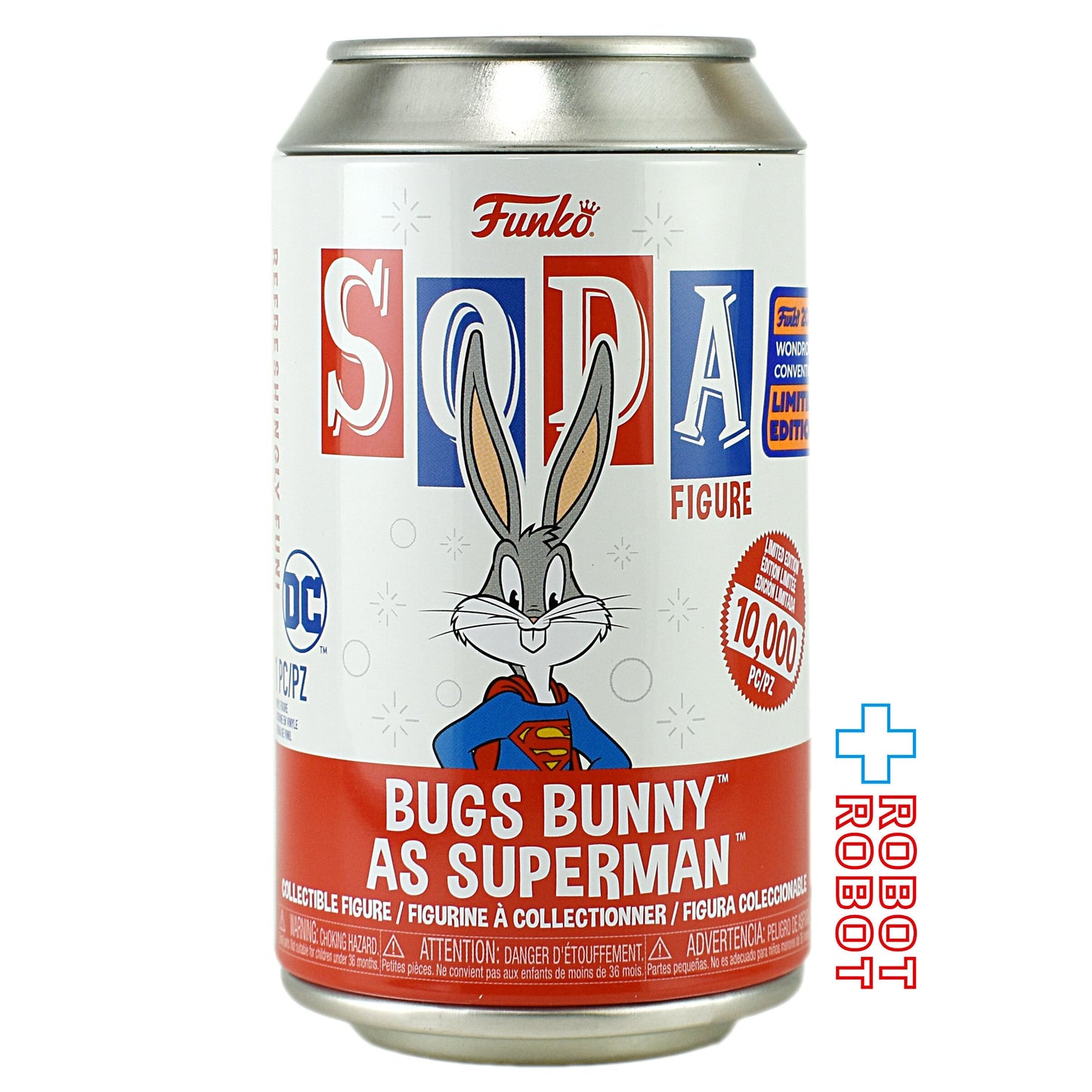 ファンコ SODA ソーダ缶 ワーナー 100周年 ルーニー・テューンズ バッグス・バニー AS スーパーマン ビニールフィギュア 缶入り 2023 ワンダラスコンベンショ限定
