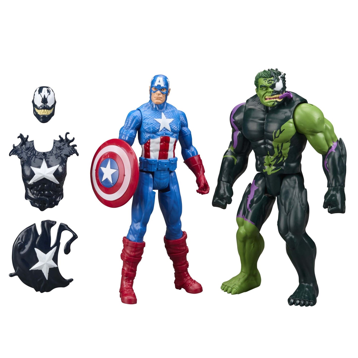ハズブロ マーベル タイタンヒーローシリーズ アベンジャーズ ヴェノマイズド キャプテン・アメリカ & ヴェノマイズド ハルク 12インチ アクションフィギュア 未開封