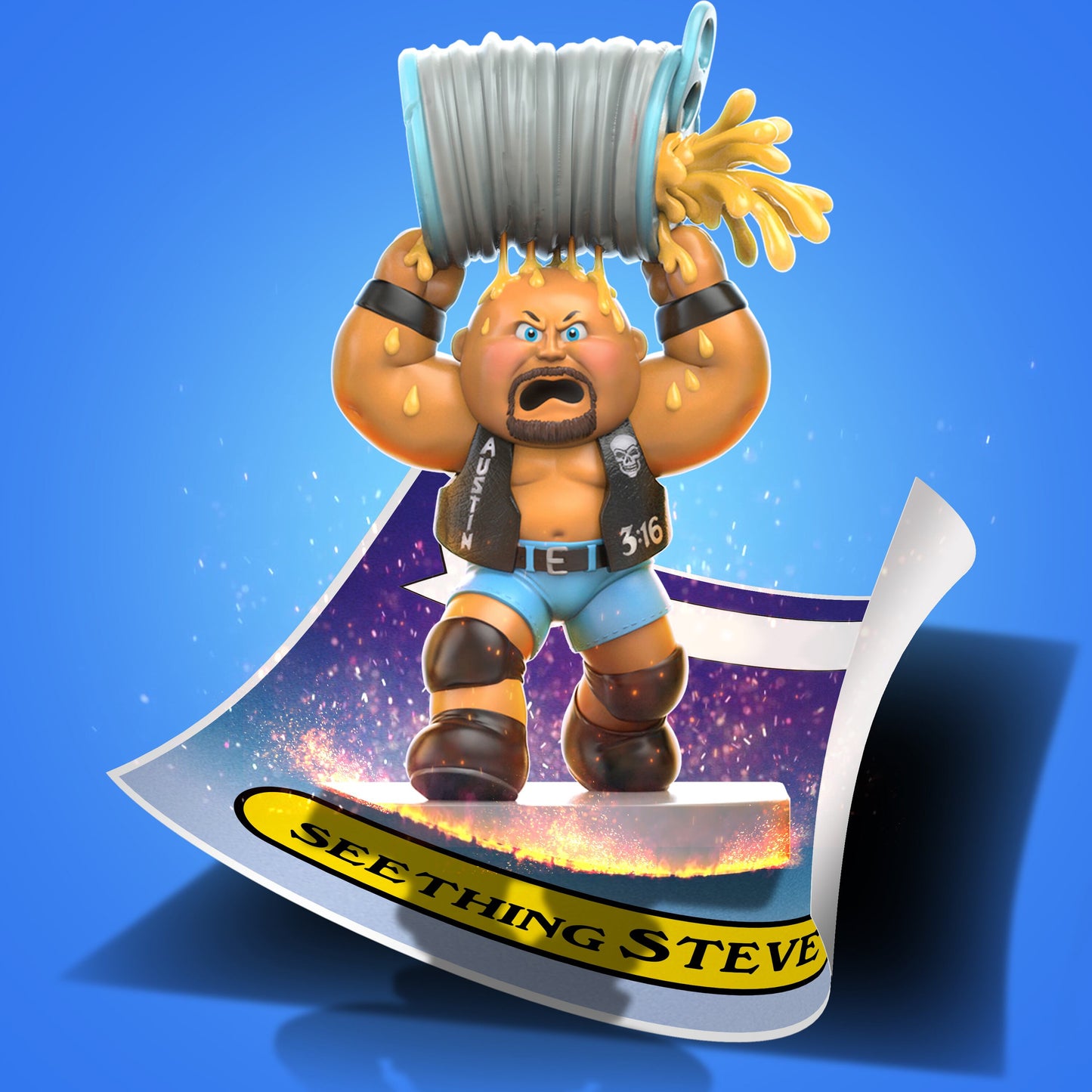 GPK×WWE ガーベッジペイルキッズ シーシング スティーブ ビニールフィギュア (ロイヤルサブジェクト社) 未開封 ※難有り