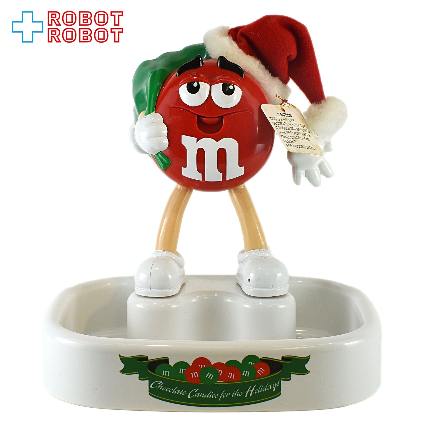 M&M's エムアンドエムズ レッド サンタ帽 トーキング アニメイテッド クリスマス キャンディー ディッシュ 白 箱入