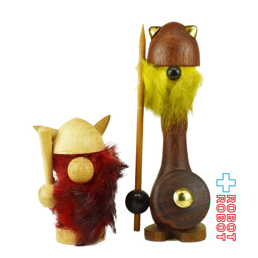 NOGGINS (ノギンス) 北欧バイキング 木製フィギュア 2体セット メイドインデンマーク 1960年代