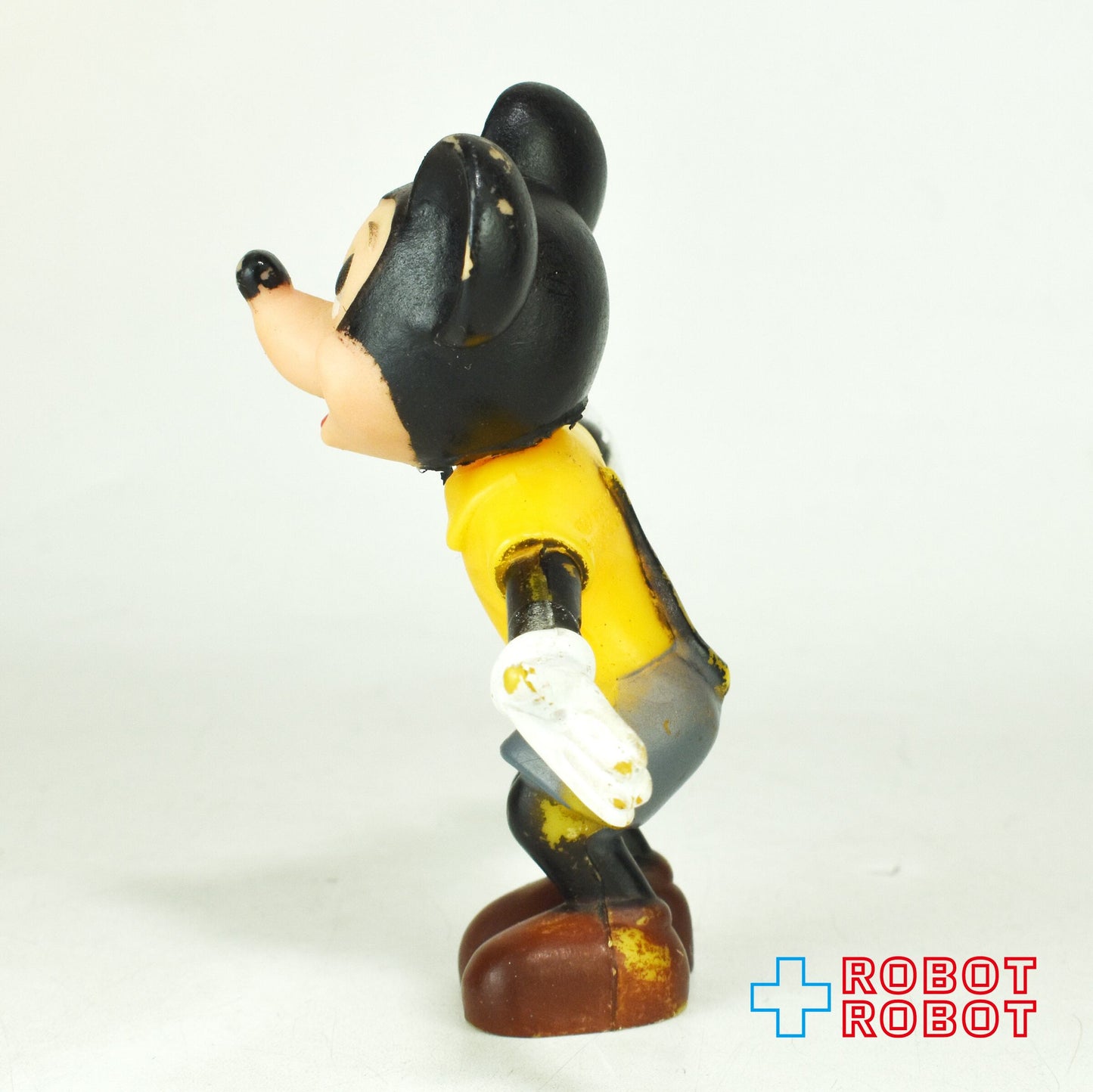 メーカー不明 ディズニー ミッキー 腕開き ミニチュア 顔ソフビ プラスチック フィギュア ※難あり