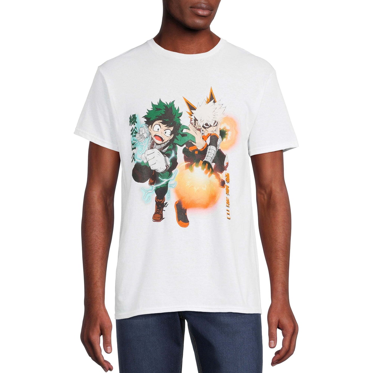 僕のヒーローアカデミア 緑谷出久&爆豪勝己 ホワイト グラフィック Tシャツ