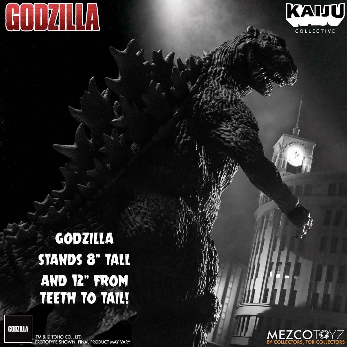 メズコ 怪獣コレクティブ ゴジラ (1954) ブラック & ホワイト エディション 12インチ アクションフィギュア 未開封