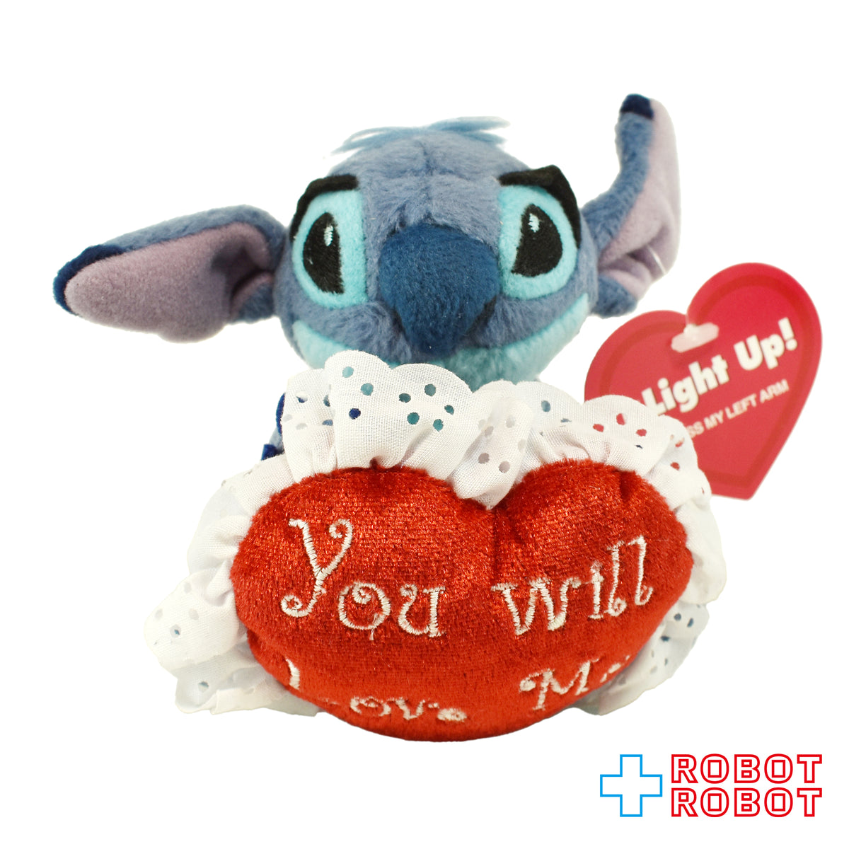 ディズニーストア スティッチ バレンタイン "You will Love Me" ライトアップ ミニぬいぐるみ 紙タグ付き