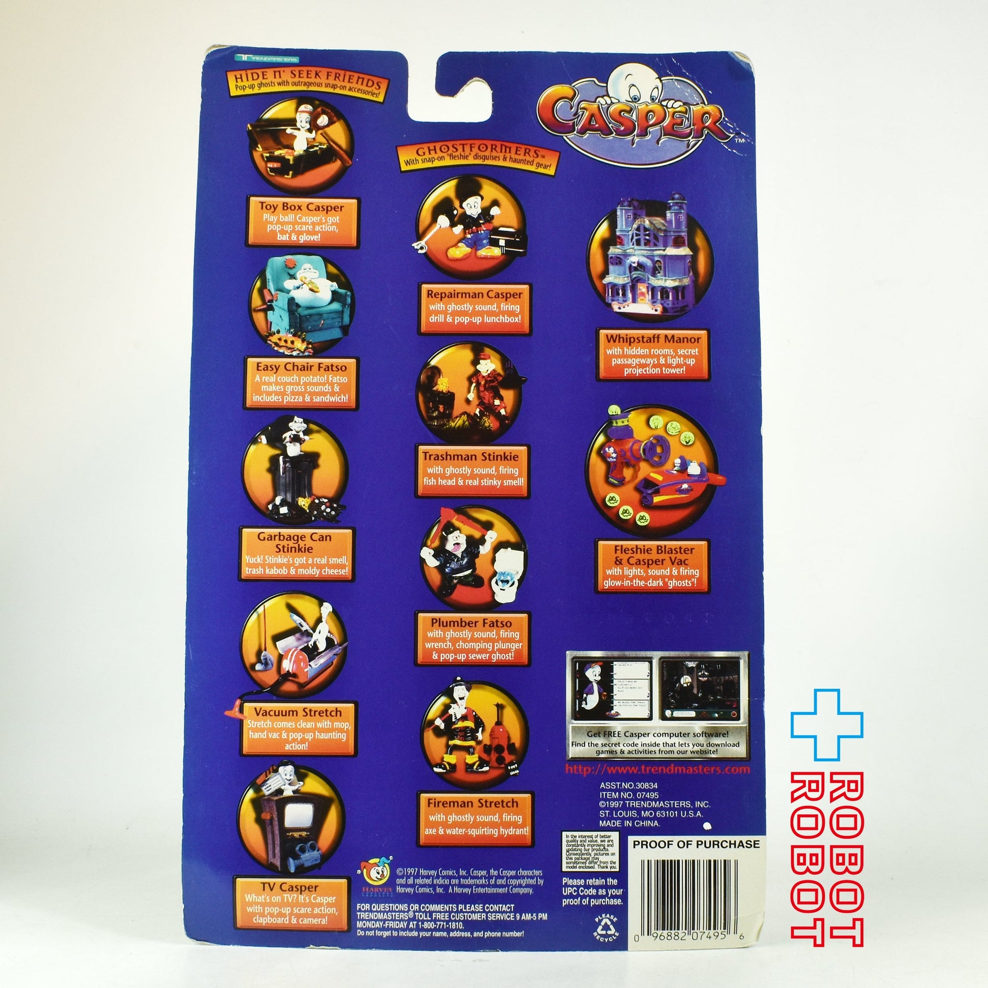 トレンドマスター  キャスパー ハイド&シークフレンド ゴミ箱の中のスティンキー プレイセット 未開封 1997 - ROBOTROBOT